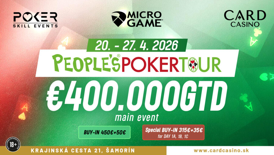 €400,000 GTD People’s Poker Tour през април в Card Casino Bratislava