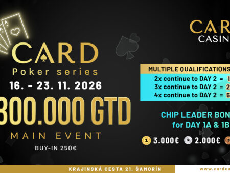 €300,000 GTD Card Poker Series през ноември в Братислава
