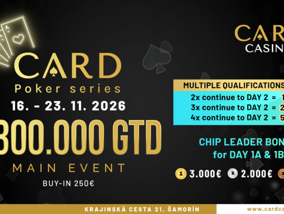 €300,000 GTD Card Poker Series през ноември в Братислава