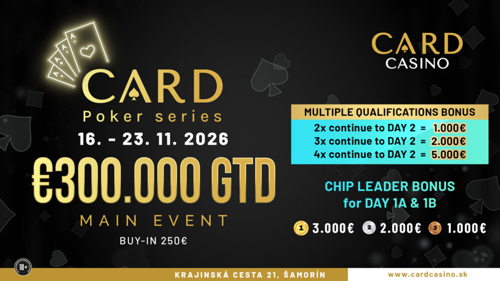 €300,000 GTD Card Poker Series през ноември в Братислава